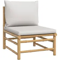 vidaXL Canapé de jardin central avec coussins gris clair en bambou