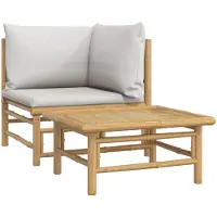 vidaXL Ensemble de salon de jardin 2 pièces Coussins gris clair Bambou
