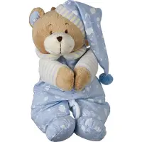 Noname Peluche ourson doux avec boite à musique - Modèle bleu - Avec système de fixation