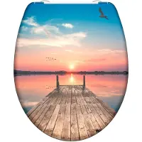 Schutte Abattant WC SUNSET SKY, abattant WC en duroplast avec fermeture souple et déverrouillage rapide, imprimé avec motif
