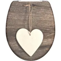 Schutte Siège de WC WOOD HEART, Siège de WC Duroplast avec fermeture souple et déclenchement rapide, Siège de WC, Siège de WC