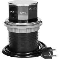 ORNO Prise murale encastrable OR-AE-1381(GS), 3 prises Schuko, 2 ports USB, câble de 1,5 m, noire