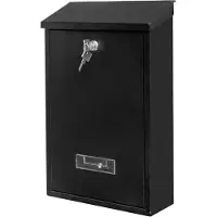 BRASQ Boîte aux lettres noire - Boîte aux lettres murale avec serrure - Boîtes aux lettres - Boîte aux lettres moderne avec plaque signalétique - avec matériel de montage et 2 clés - cylindre de