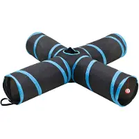 vidaXL Tunnel pour chats 4 voies noir et bleu 132 cm Polyester