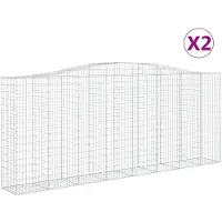 vidaXL Gabions avec arc surélevé 2 pcs. 400x50x160/180cm Fer galvanisé