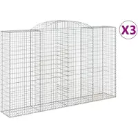 vidaXL Gabions avec arc surélevé 3 pcs. 300x50x180/200cm Fer galvanisé