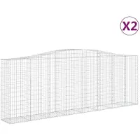 vidaXL Gabions avec arc surélevé 2 pcs. 400x50x140/160cm Fer galvanisé