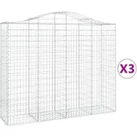 vidaXL Gabions avec arc surélevé 3 pcs. 200x50x160/180cm Fer galvanisé