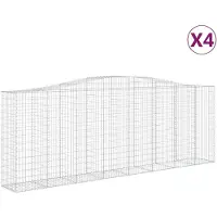 vidaXL Gabions avec arc surélevé 4 pcs. 400x50x140/160cm Fer galvanisé