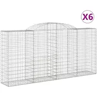 vidaXL Gabions avec arc surélevé 6 pcs. 300x50x140/160cm Fer galvanisé
