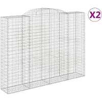 vidaXL Gabions avec arc surélevé 2 pcs 300x50x220/240cm Fer galvanisé