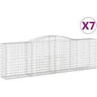 vidaXL Gabions avec arc surélevé 7 pcs. 400x50x120/140cm Fer galvanisé