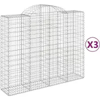 vidaXL Gabions avec arc surélevé 3 pcs. 200x50x160/180cm Fer galvanisé