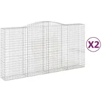 vidaXL Gabions avec arc surélevé 2 pcs. 400x50x200/220cm Fer galvanisé