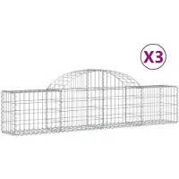 vidaXL Gabions avec arc surélevé 3 pcs. 200x30x40/60 cm Fer galvanisé