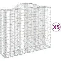vidaXL Gabions avec arc surélevé 5 pcs. 200x50x160/180cm Fer galvanisé