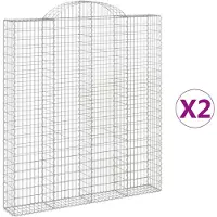 vidaXL Gabions avec arc surélevé 2 pcs. 200x30x220/240cm Fer galvanisé