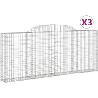 vidaXL Gabions avec arc surélevé 3 pcs. 300x30x120/140cm Fer galvanisé