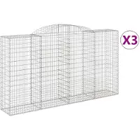 vidaXL Gabions avec arc surélevé 3 pcs. 300x50x160/180cm Fer galvanisé