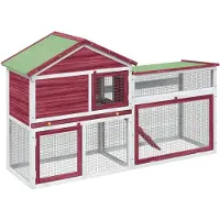 vidaXL Clapier pour lapins Rouge 185,5x60,5x109,5 cm Pin massif