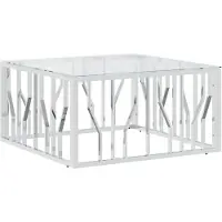 vidaXL Table basse 80x80x40 cm acier inoxydable et verre