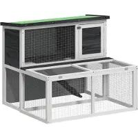 vidaXL Clapier pour lapins Gris 102x90x84,5 cm Pin massif