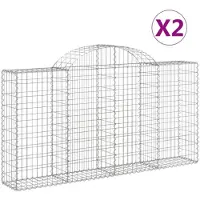 vidaXL Gabions avec arc surélevé 2 pcs. 200x30x100/120cm Fer galvanisé