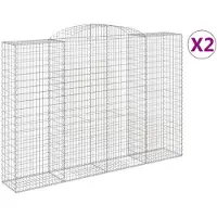 vidaXL Gabions avec arc surélevé 2 pcs. 300x50x200/220cm Fer galvanisé