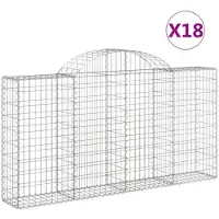 vidaXL Paniers à gabions arqués 18 pcs 200x30x100/120 cm Fer galvanisé