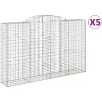 vidaXL Gabions avec arc surélevé 5 pcs. 300x50x180/200cm Fer galvanisé