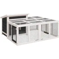 vidaXL Clapier pour lapins Gris 144x123x67,5 cm Pin massif