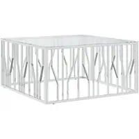 vidaXL Table basse 100x100x50 cm acier inoxydable et verre