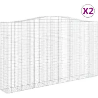 vidaXL Gabions avec arc surélevé 2 pcs. 400x50x220/240cm Fer galvanisé