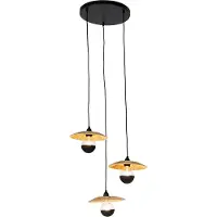 QAZQA Suspension rustique noire avec corde 3 lumières - Leia