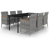 vidaXL Ensemble de jardin 7 pièces avec coussins Poly rotin et verre