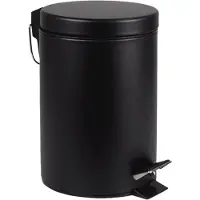 BRASQ Poubelle à pédale 12 litres - Noir - PB112 - Poubelle à pédale amovible - Poubelle - Déchets - Poubelle - Salle de bain ou toilettes