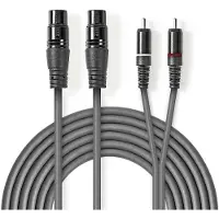 Nedis Câble audio XLR vers RCA 2x XLR femelle vers 2x RCA mâle