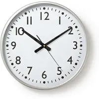 Nedis Horloge murale | Diamètre : 380 mm | Plastique | Argent / Blanc