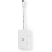 Nedis Adaptateur Displayport | Mini DisplayPort mâle | DVI-D 24+1 broches femelle / HDMI femelle / VGA femelle 15p | 4K@60Hz | Nickelé | Commutable | 0,20 m | Rond | ABS | ABS | Blanc | Boîte