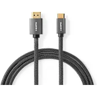 Nedis Câble HDMI? Haute Vitesse avec Ethernet Connecteur HDMI? vers Mini-Connecteur HDMI? Gris Métal Câble Tressé