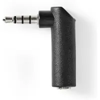 Nedis adaptateur audio stéréo - 3.5 mm mâle - 3.5 mm femelle - nickelé - coudé à 90° - métal - noir - 10 pièces - sac plastique