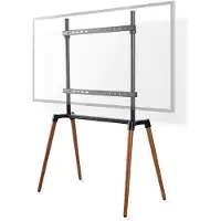 Nedis support TV au sol - 60 - 75 " - poids d'écran maximal supporté : 40 kg - design scandinave - sangle anti-basculement - fermeture à déclic - aluminium / acier - noir
