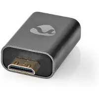 Nedis HDMI -Adapter - HDMI Mini mâle / HDMI mâle - HDMI Sortie - Doré - Droit - Aluminium - Gris Gun Metal - 1 pièce - Emballage avec fenêtre transparente