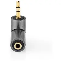 Nedis Adaptateur audio stéréo / 3,5 mm mâle / 3,5 mm femelle / Plaqué or / Droit / Métal / Gris Gun Metal / 1 pièce / Emballage avec fenêtre transparente
