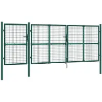 vidaXL Portail de jardin grillagé vert 400 x 125 cm en acier galvanisé
