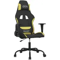 vidaXL Chaise de jeu avec fonction de massage Noir et vert clair Tissu