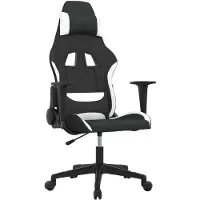 vidaXL Chaise de jeu avec fonction de massage Noir et blanc Tissu