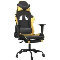 vidaXL Chaise de jeu avec massage & repose-pieds Noir Golden Similicuir