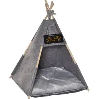 PawHut Tente pour chien et chat avec coussin peluche gris D30-386