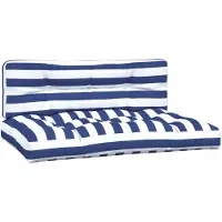 vidaXL Coussins de palette lot de 2 rayures bleues/blanches tissu